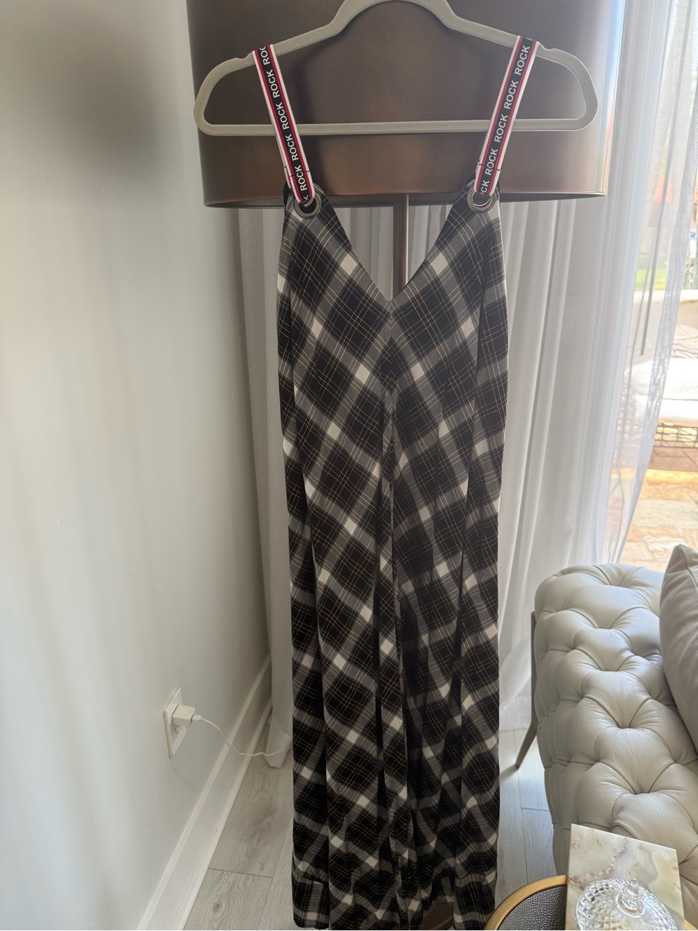 Rock & Republic Black Plaid Maxi Dress with Branded Straps